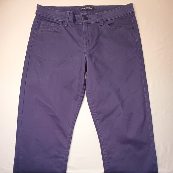 Calvin Klein Jeans Size 12 Mid Rise Tapered Leg Navy Blue Color - Picture 2 of 9
